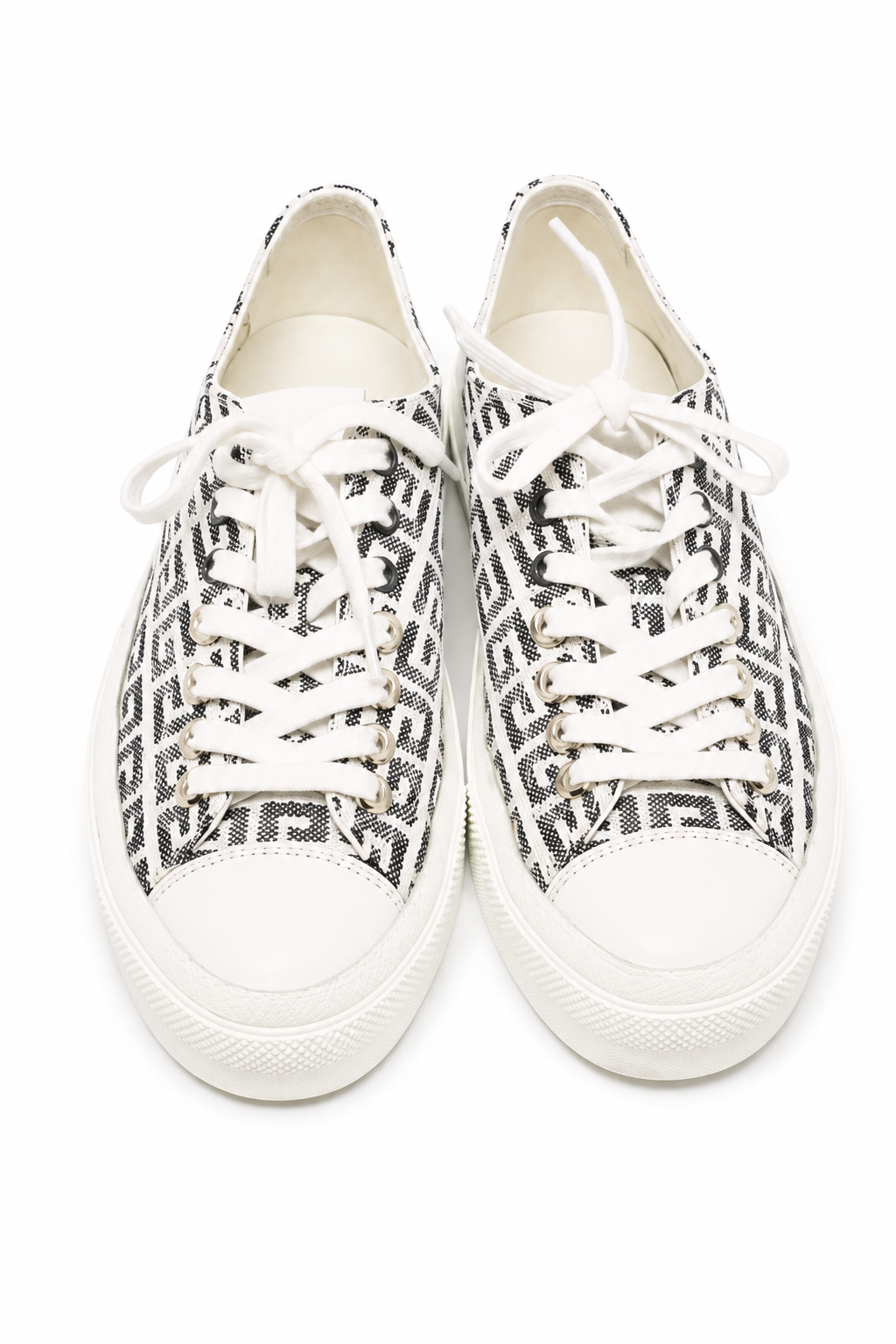 Givenchy White/Black Canvas City Lace Up Sneakers