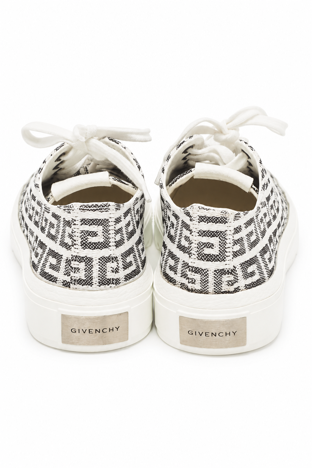 Givenchy White/Black Canvas City Lace Up Sneakers