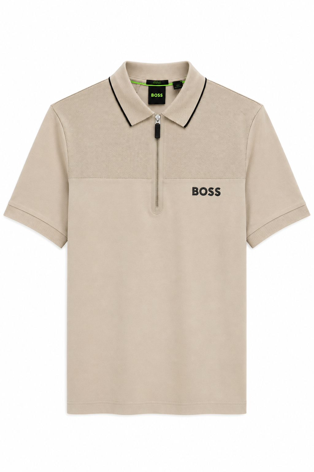 Polo Boss Cierre Malla Taupe